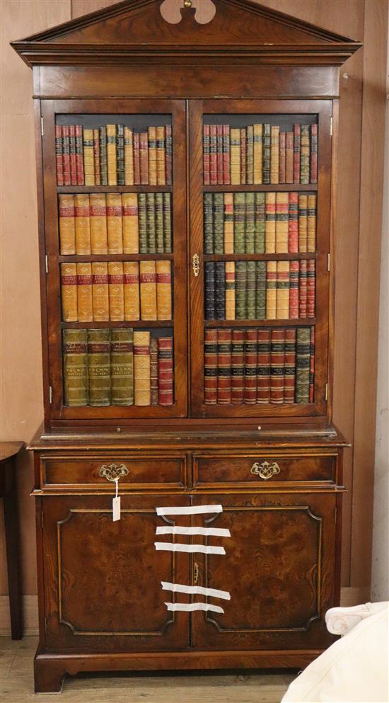 A Georgian style burr elm bookcase, W.100cm